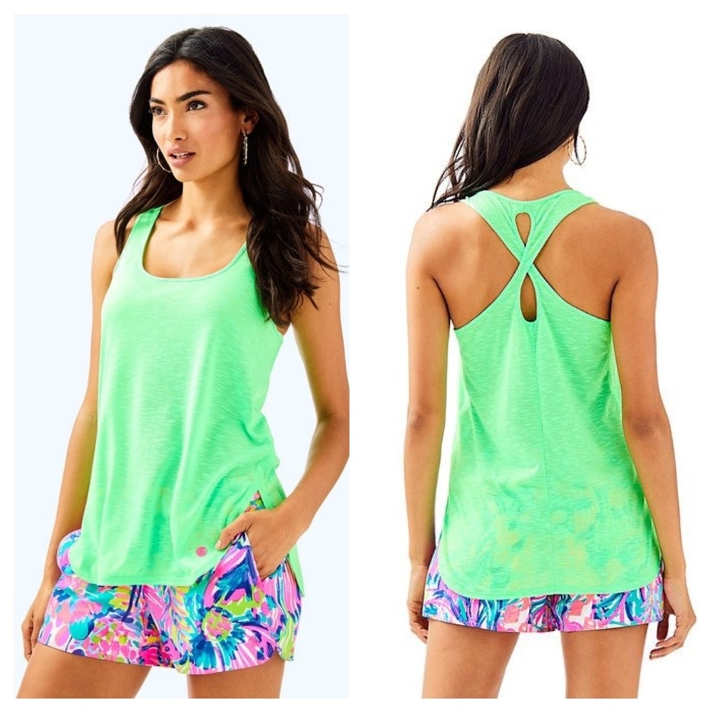 Lilly Pulitzer Luxletic Kai Tank keyhole XS green